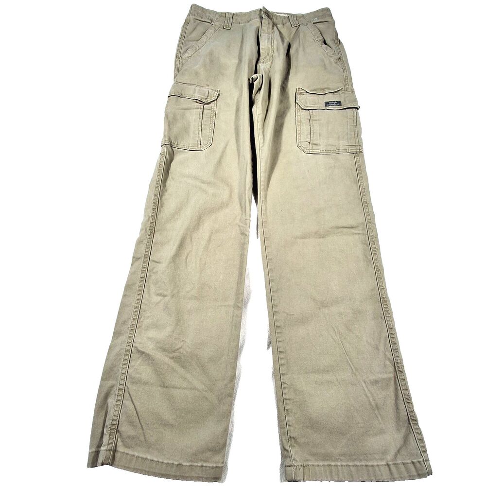 Wrangler Cargo Pants Men's 32x34 Khaki Relaxed Fit Utility Workwear Casual